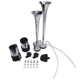 JDMSPEED Loud Dual Trumpet Train Air Horn System Kit Car/Truck/Boat 12V Chrome Color