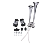 JDMSPEED Loud Dual Trumpet Train Air Horn System Kit Car/Truck/Boat 12V Chrome Color