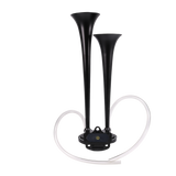JDMSPEED 12V Black Loud Dual Trumpet Train Air Horn System Kit Car/Truck/Boat/Van