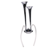 JDMSPEED Loud Dual Trumpet Train Air Horn System Kit Car/Truck/Boat 12V Chrome Color