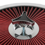 JDMSPEED 14" X 3" Round Red Thru High Flow Washable Air Cleaner w/ Chrome Lid For SBC BBC