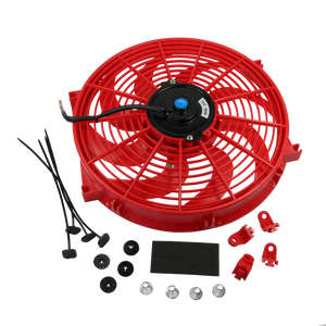 JDMSPEED Red 12V 14" inch Universal Slim Fan Push Pull Electric Radiator Cooling Kit