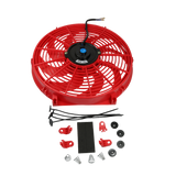 JDMSPEED Red 12V 14" inch Universal Slim Fan Push Pull Electric Radiator Cooling Kit