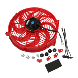 JDMSPEED Red 12V 14" inch Universal Slim Fan Push Pull Electric Radiator Cooling Kit