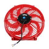JDMSPEED Red 12V 14" inch Universal Slim Fan Push Pull Electric Radiator Cooling Kit
