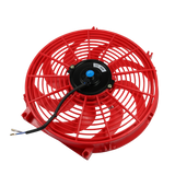 JDMSPEED Red 12V 14" inch Universal Slim Fan Push Pull Electric Radiator Cooling Kit