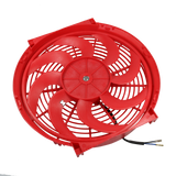 JDMSPEED Red 12V 14" inch Universal Slim Fan Push Pull Electric Radiator Cooling Kit