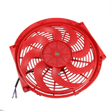 JDMSPEED Red 12V 14" inch Universal Slim Fan Push Pull Electric Radiator Cooling Kit