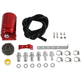 JDMSPEED 300ML Universal Baffled Catch Can Kit with 5FT 3/8 Inch Red Oil Catch Can
