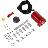 JDMSPEED 300ML Universal Baffled Catch Can Kit with 5FT 3/8 Inch Red Oil Catch Can