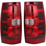 JDMSPEED Pair Red Clear Tail Lights NEW For Chevy Suburban Tahoe Brake Lamps 2007-2014