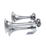 JDMSPEED 12V Chrome Impact 152db 3 Triple Trumpet Air Horn Kit Huge Deep Loud Train Sound