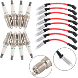 JDMSPEED 41-110 Iridium Spark Plugs & M8-48322 Spark Plug Wires for 5.3 6.0L 6.2L Chevy