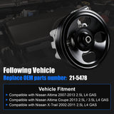 JDMSPEED Power Steering Pump For Altima 2007-13 2.5L Altima 3.5L 2013 X-Trail 05-06 2.5L