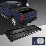 JDMSPEED 5ft Tri-Fold Soft Tonneau Cover For 2005-2021 Nissan Frontier Short Bed On Top