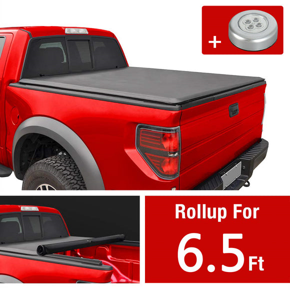JDMSPEED Soft Roll Up Tonneau Cover For 2007-2013 Chevy Silverado GMC Sierra 6.5ft Bed