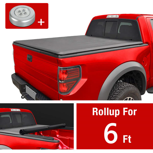 Soft Roll-Up Tonneau Truck Bed Cover For 1989-2004 Toyota Pickup & Tacoma – 6ft Bed