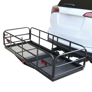 JDMSPEED 500lbs Folding Rack Cargo Basket Trailer Hitch Mount Luggage Carrier For SUV