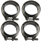 JDMSPEED 4pcs 3" V-Band Flange & Clamp Kit Male/Female With Ridge For Exhaust Downpipe
