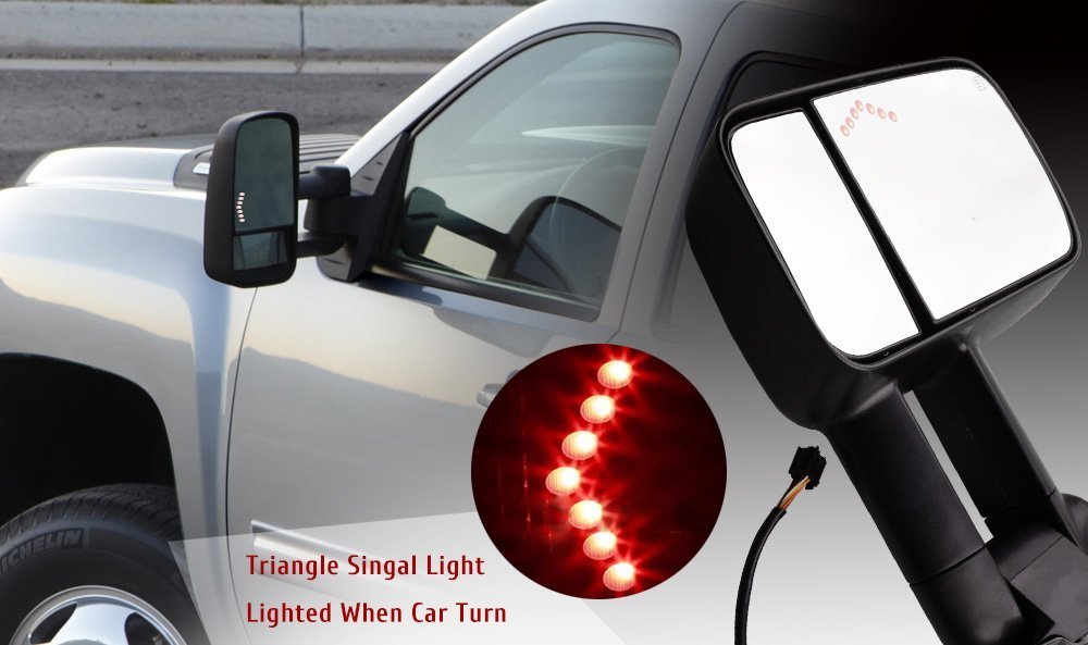 Tow Mirrors Gmc PAIR Of Power Heated Towing Mirrors For 2007-2013 Chevy Silverado 1500/2500/3500HD - Chrome, Manual Fold 2015 Silverado Tow Mirrors Oem - Foto 5