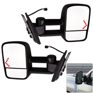 JDMSPEED Power LED Signal Towing Mirrors Pair For 07-13 Chevy Silverado 1500/2500/2500HD