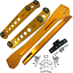 JDMSPEED Gold Rear Lower Control Arm&Subframe Brace&Tie Bar Kit For 96-00 Honda Civic EK