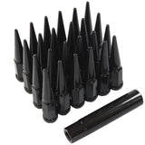 JDMSPEED 24pcs Black Spiked Lug Nuts 14mmx1.5 For Chevy Silverado Tahoe 4.4" Tall w/ Key