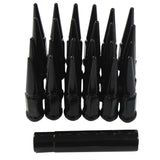 JDMSPEED 24pcs Black Spiked Lug Nuts 14mmx1.5 For Chevy Silverado Tahoe 4.4" Tall w/ Key