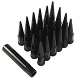 JDMSPEED 24pcs Black Spiked Lug Nuts 14mmx1.5 For Chevy Silverado Tahoe 4.4" Tall w/ Key