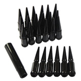 JDMSPEED 24pcs Black Spiked Lug Nuts 14mmx1.5 For Chevy Silverado Tahoe 4.4" Tall w/ Key