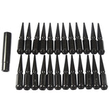 JDMSPEED 24pcs Black Spiked Lug Nuts 14mmx1.5 For Chevy Silverado Tahoe 4.4" Tall w/ Key
