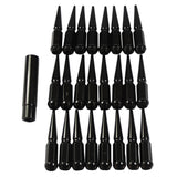 JDMSPEED 24pcs Black Spiked Lug Nuts 14mmx1.5 For Chevy Silverado Tahoe 4.4" Tall w/ Key