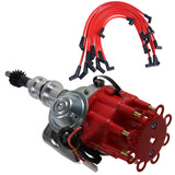 JDMSPEED Red Cap HEI Ignition Distributor and Plug Wires For Small Block Ford 289-302