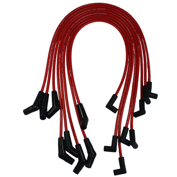 JDMSPEED Red HEI Spark Plug Wires Spiral Core 45 Degree End For BBC Chevy 396-427-454-502