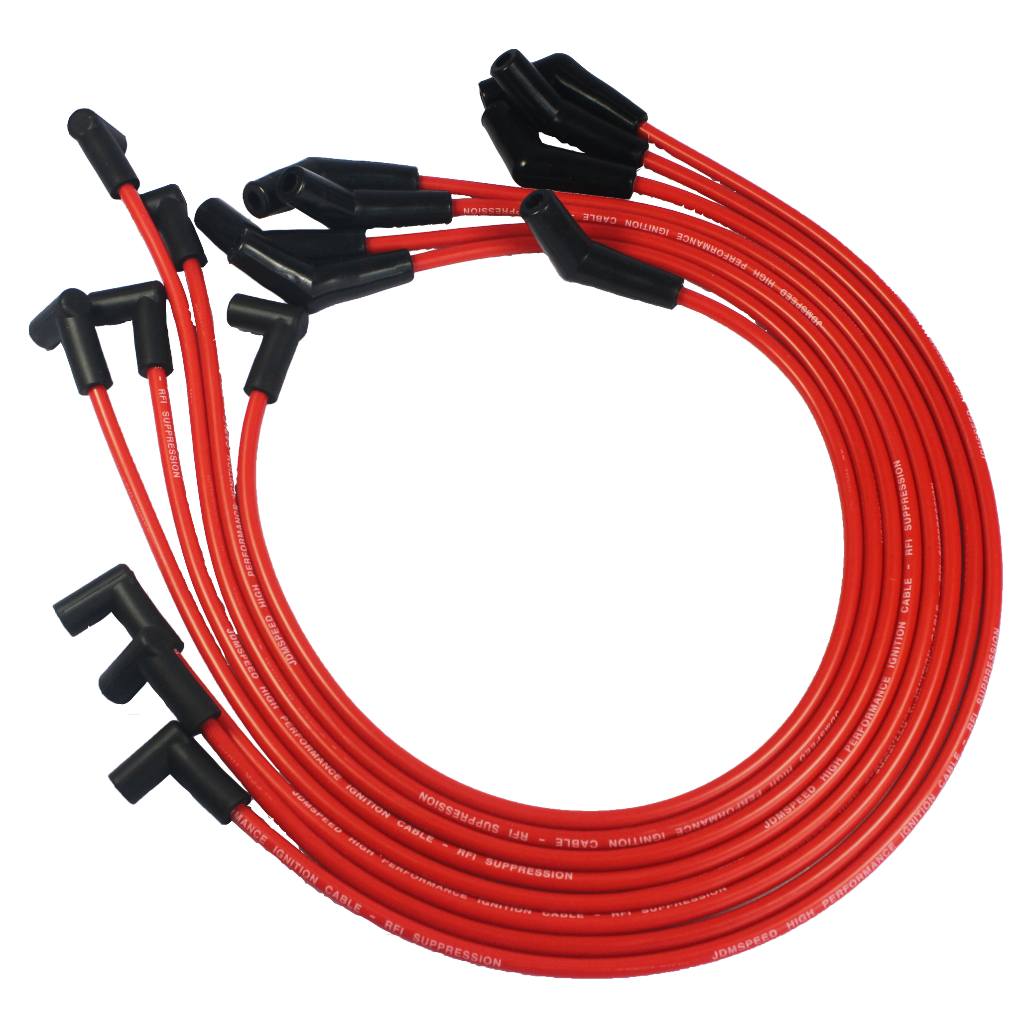 JDMSPEED Red HEI Spark Plug Wires Spiral Core 45 Degree End JDMSPEED Red HEI Spark Plug Wires Spiral Core 45 Degree End