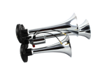 JDMSPEED New Chrome Impact 150db 3 Triple Trumpet Deep Loud Train Sound Air Horn Kit Set