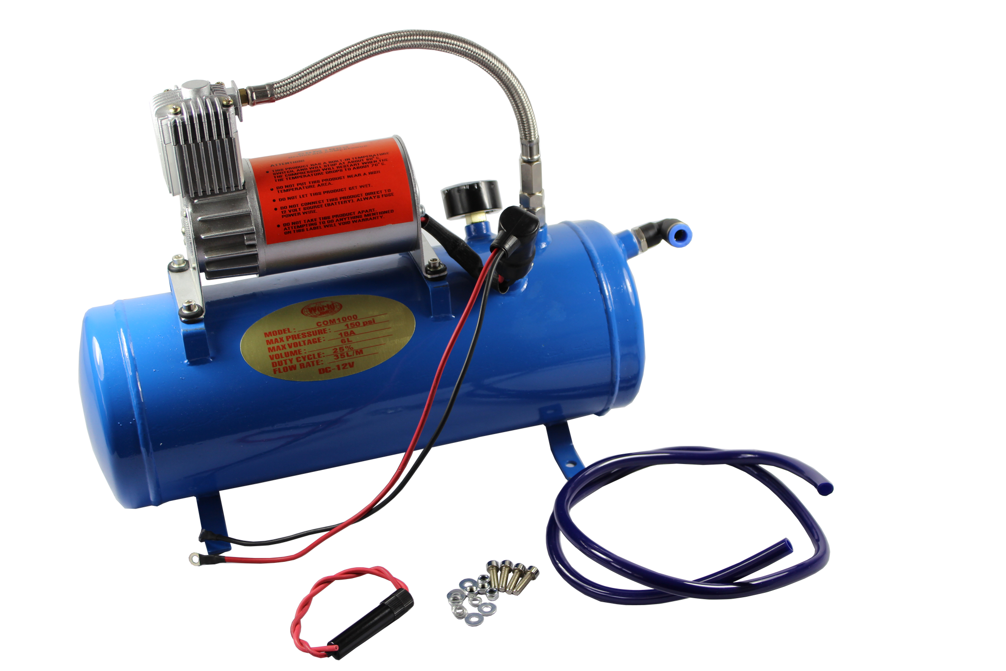 12V Air Compressor With 6L Tank - 150PSI For Car Tires, Train Horns, RV & Motorhome