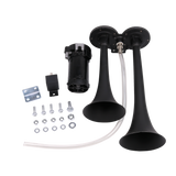 JDMSPEED 12V Black Loud Dual Trumpet Train Air Horn System Kit Universal For Car Truck RV