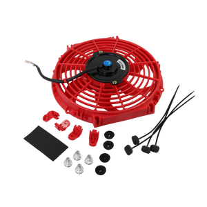 JDMSPEED 10 inch Red Slim Fan Push Pull Electric Radiator Cooling 12V Mount Universal Kit