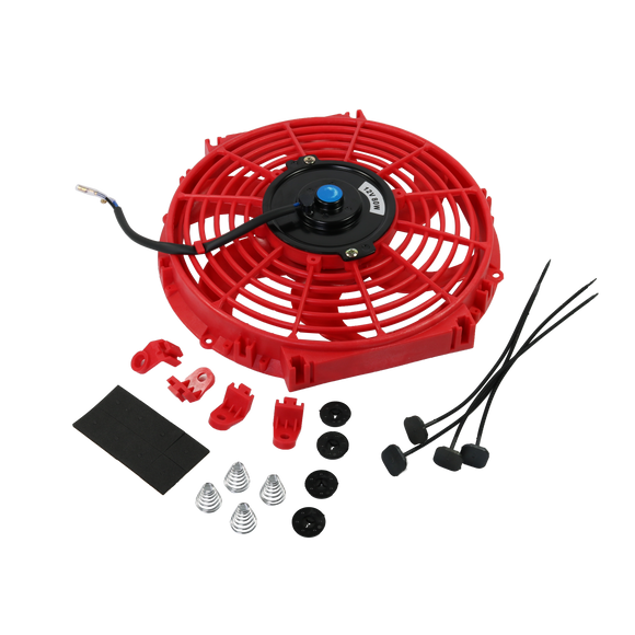 JDMSPEED 10 inch Red Slim Fan Push Pull Electric Radiator Cooling 12V Mount Universal Kit