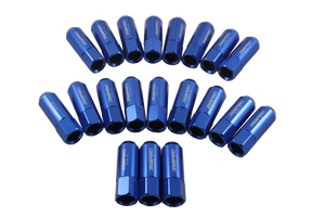 JDMSPEED 20pcs Blue 60MM M12X1.25 Aluminum Extended Wheel Rim Lug Nuts For Nissan Suzuki