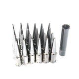 JDMSPEED 24 PCS Chrome Spike Lug Nuts 14x1.5 For Chevy Silverado Tahoe 4.4" Tall w/ Key