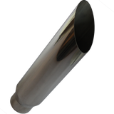 JDMSPEED Polished Exhaust Tip Tail Pipe 3" Inlet 4" Outlet 18" Long Rolled End Angle Cut