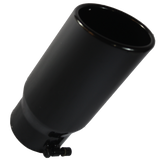 JDMSPEED Black Stainless Steel Exhaust Tip Angle Cut Roll End 4"Inlet 5"Outlet 12" Length