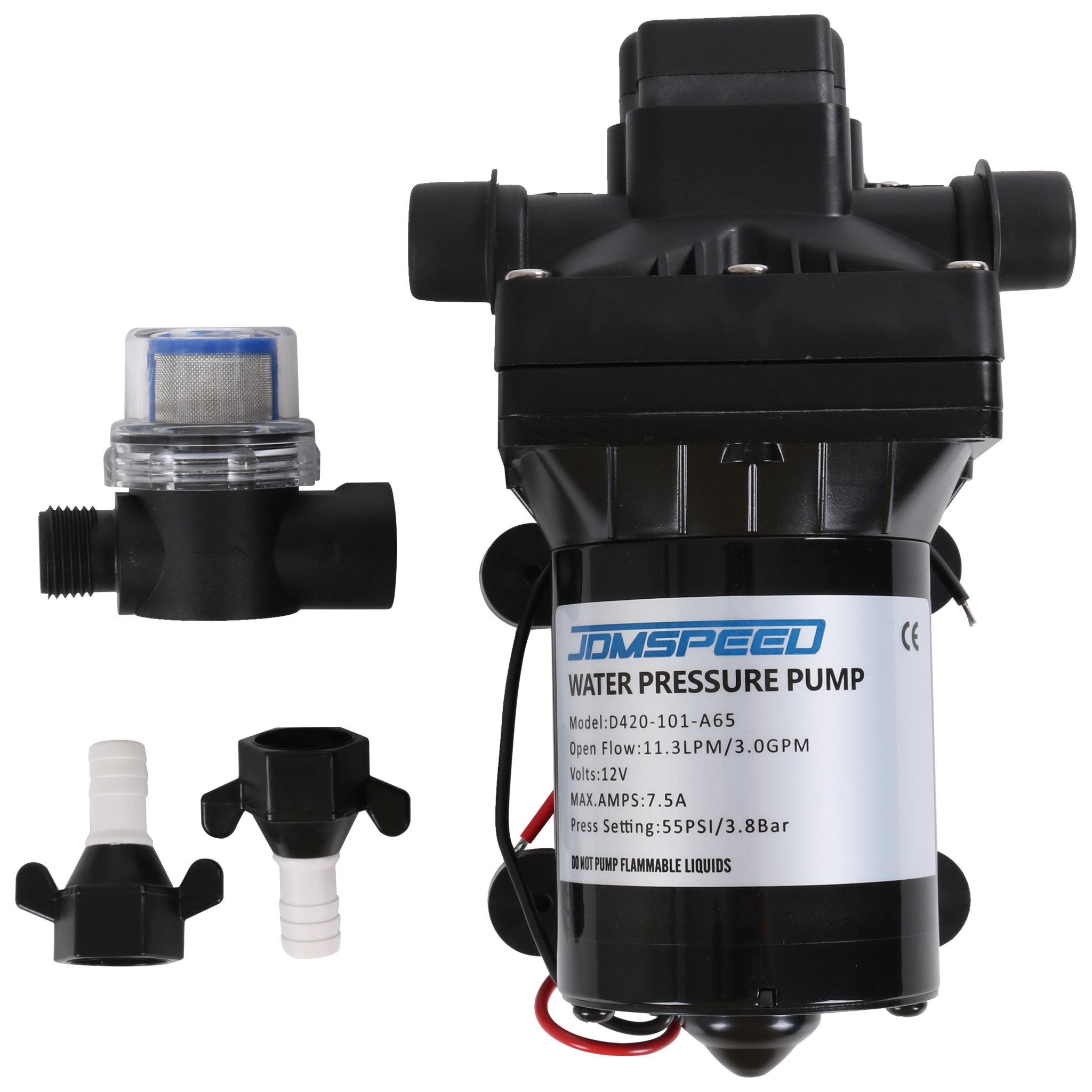 JDMSPEED NEW RV Water Pump 12V 3.0 Gpm with Strainer For Camper