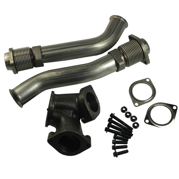 JDMSPEED Powerstroke Turbo Diesel With Hardware Bellowed Up Pipe Kit For Ford 7.3L 99-03