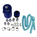 JDMSPEED Blue Cylinder Aluminum Engine Oil Catch Reservoir Breather Can Tank + Filter Kit