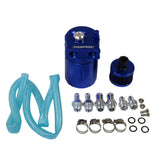 JDMSPEED Blue Cylinder Aluminum Engine Oil Catch Reservoir Breather Can Tank + Filter Kit