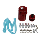 JDMSPEED Red Oil Catch Can Tank Reservoir Breather Aluminum Cylinder Engine w/ Filter Kit