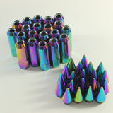 JDMSPEED 20PCS M12X1.5 Neo Chrome SPIKED Extended Tuner 60mm Lug Nuts Wheels Rims